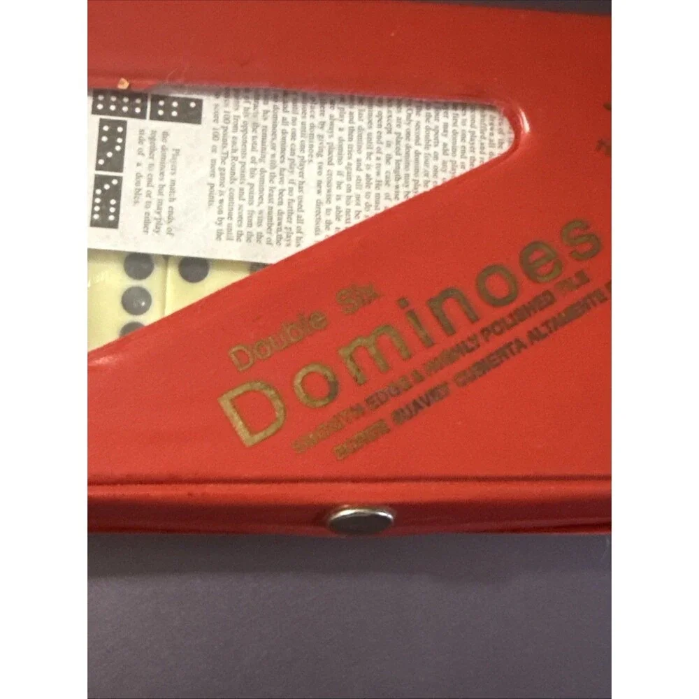 Vintage Dominoes Double Six 28 Tile Set Taiwan Red Case Classic Game Night Fun